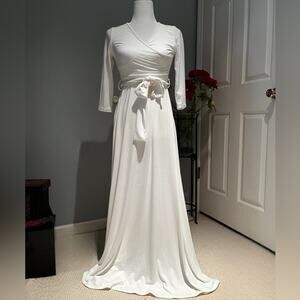 NEW Mother Bee Maternity Maxi Dress 3/4 Sleeve Faux Wrap Belt S NWT